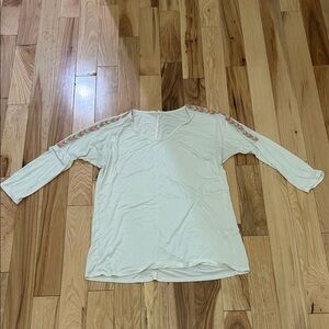 Pinkblush Cream Blouse with Multicolor Sleeve Design
